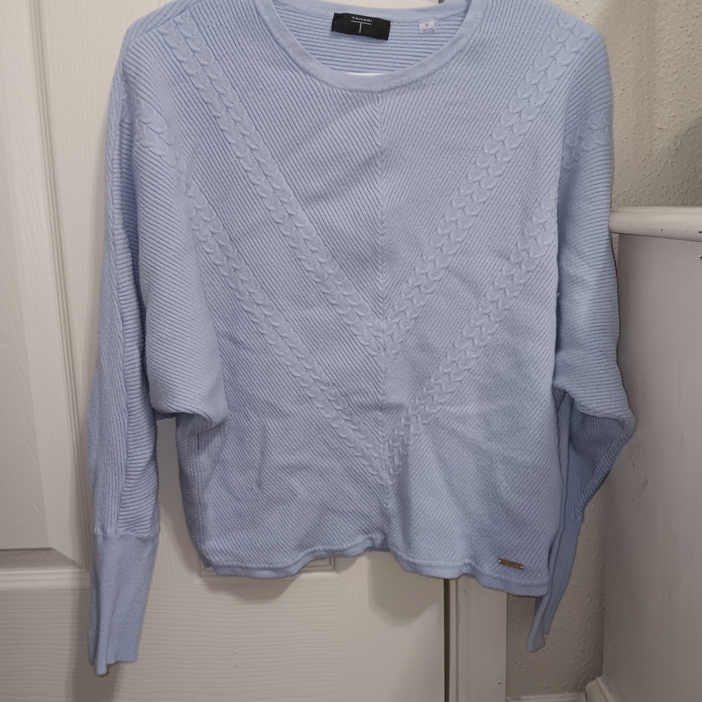 Tahari Light Blue Crew Neck Sweater